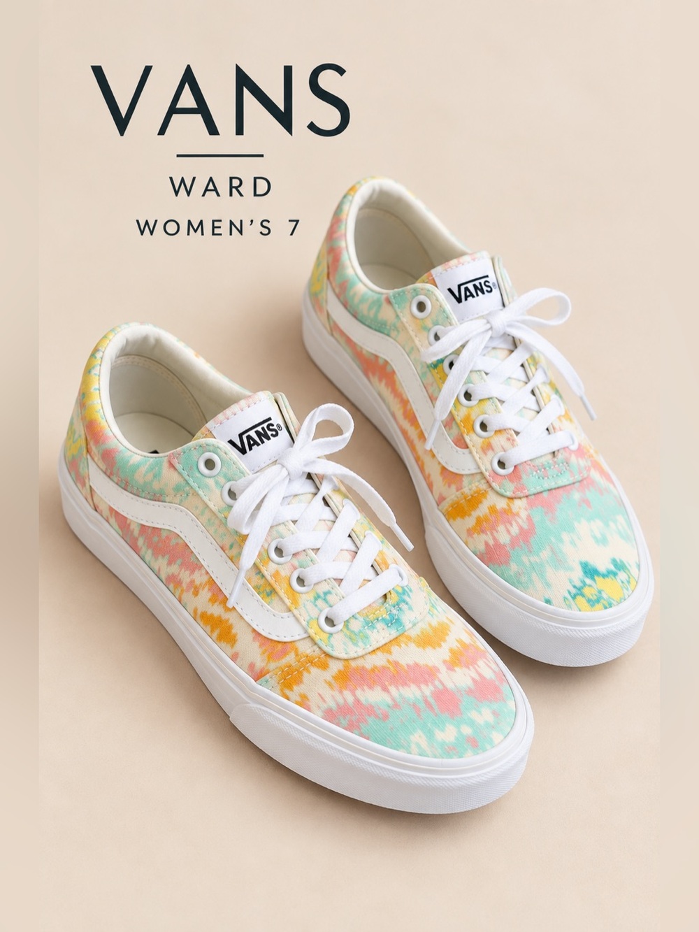 Vans Ward Pastel Tie Dye Canvas Sneakers Women’s Size 7